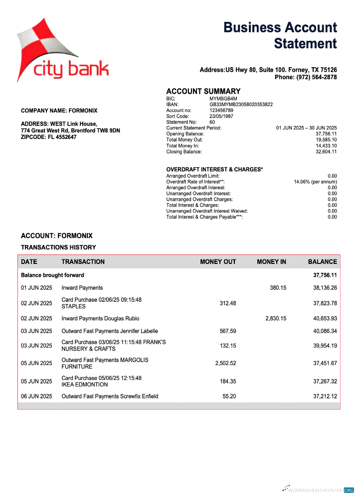 Download USA City Bank enterprise statement Word and PDF template Photoshop template